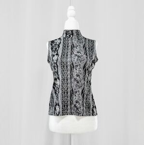 Vintage 90s Black & Grey Paisley mock neck sleeveless top